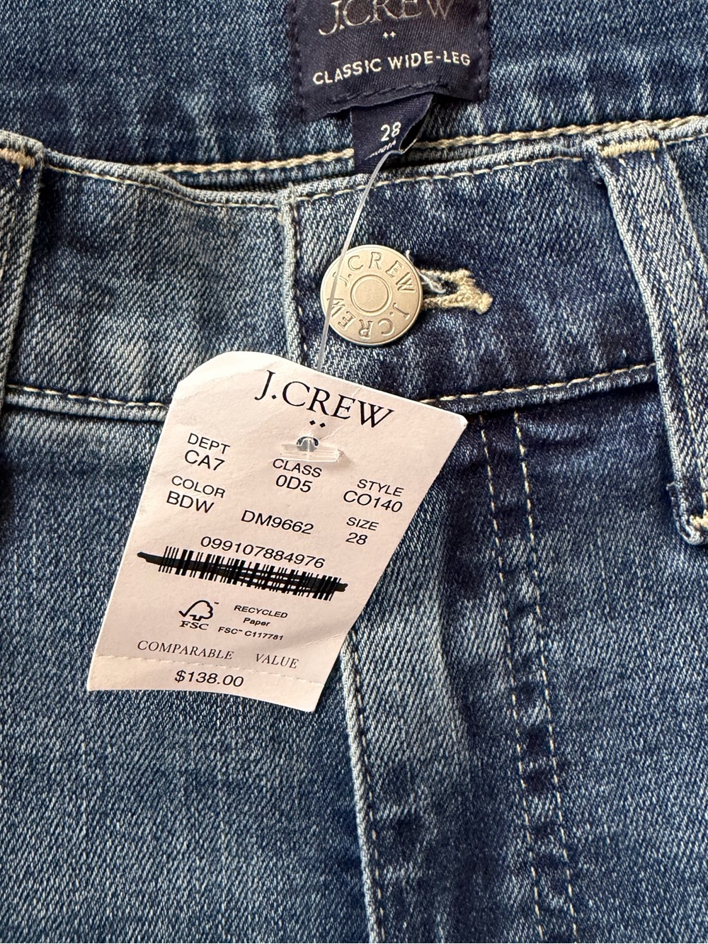J. Crew Factory Classic Wide Leg Cuffed Jean Women’s Size 28 NEW Blue Jeans - Picture 7 of 13
